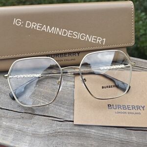 New Burberry Gold-Tone Geometric Glasses